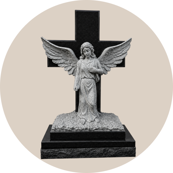 angel headstone with corss
